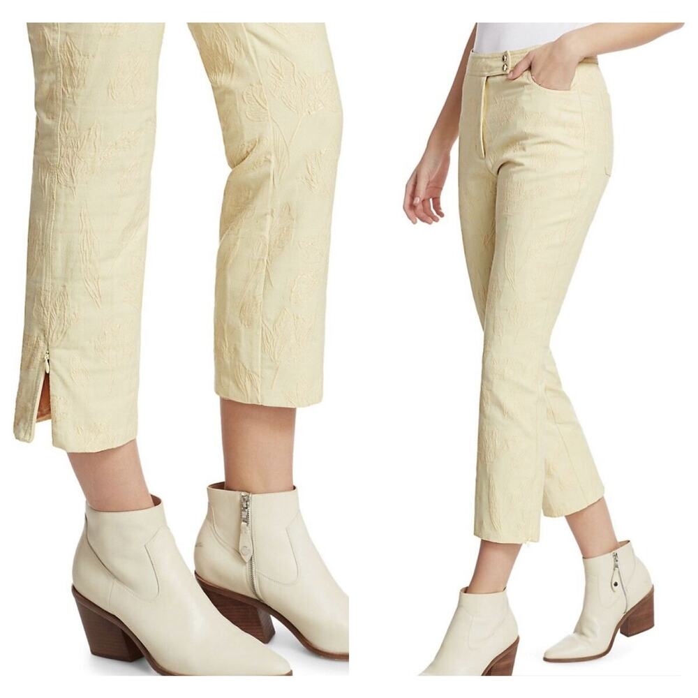 Stine Goya Wally Yellow Floral Tulip Embroidered Straight-Leg Trousers